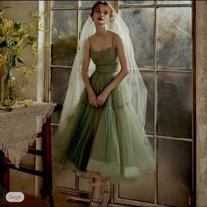 A-Line minimalist Elegant Wedding Guest Prom Dress, Spaghetti strap, tulle